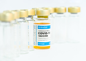 Coronavirus vaccine with medical health care concept.