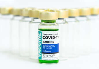 Coronavirus vaccine with medical health care concept.