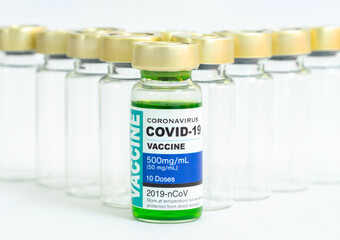 Coronavirus vaccine with medical health care concept.