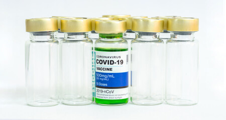 Coronavirus vaccine with medical health care concept.