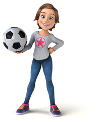 Fun 3D illustration of a cartoon teenage girl