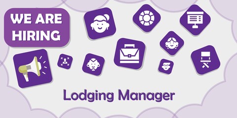 we are hiring lodging manager vector illustration