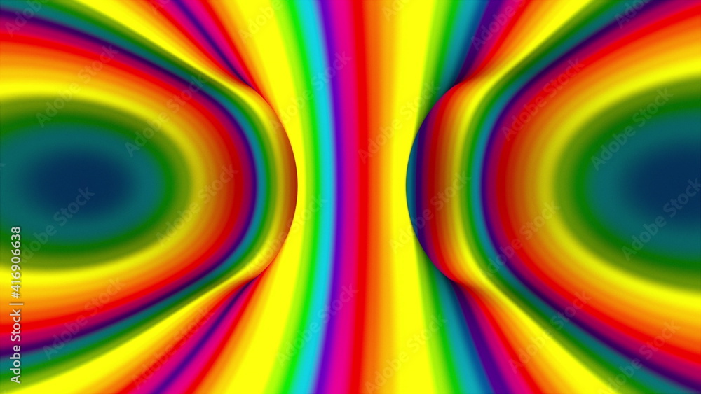 Poster multicolored spiral shape, computer generated. 3d rendering abstract rainbow surreal animated backgr