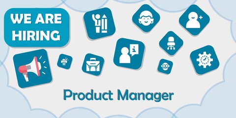 we are hiring product manager vector illustration