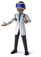 Fun 3D Illustration of a doctor with a VR Helmet