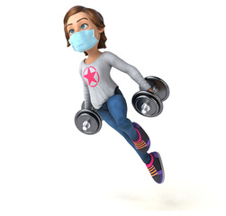 Fun 3D Illustration of a cartoon teenage girl