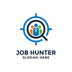 Job hunter logo design template.Creative concept of find job vector illustration