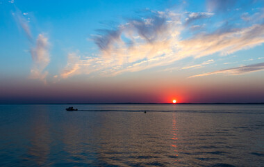 Obraz premium sunset over the Vistula Lagoon