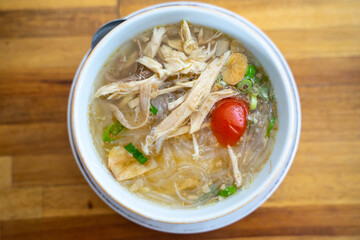 Soto, sroto, sauto, tauto, or coto are typical Indonesian foods such as soups made from meat and vegetable broth.