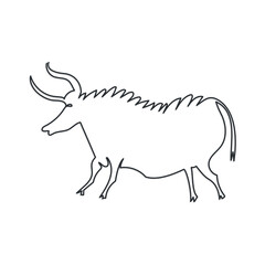 bull one line cave drawing vector illustration