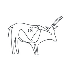 bull one line cave drawing vector illustration