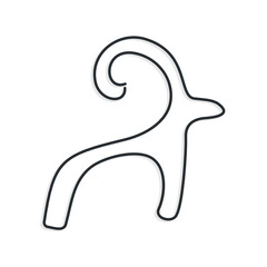 sheep one line cave drawing vector illustration