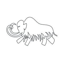 mammoth one line cave drawing vector illustration