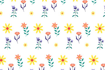 Trendy Seamless Floral Pattern.Cute spring background vector illustration.