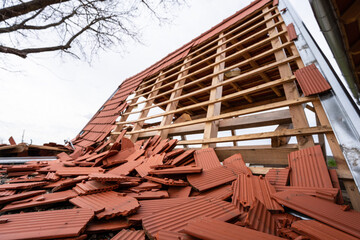 Broken roof after a storm