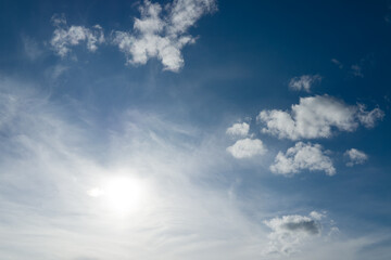 Fototapeta premium High blue sky and sun through clouds