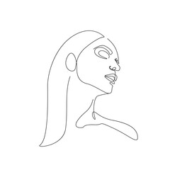 Continuous Line Drawing of Woman Face, Fashion Minimalist Concept, Woman Beauty Drawing, Vector Illustration. Good for Prints, T-shirt, Banners, Slogan Design Modern Graphics Style