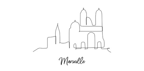 Riviera landmarks skyline - Continuous one line drawing