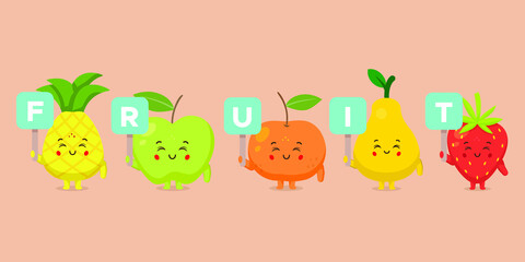 Cute Character Hold Fruit Sign
