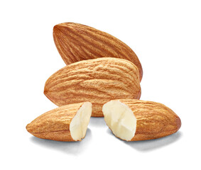 almond nut food healthy organic natural ingredient snack isolated seed brown fruit closeup,...