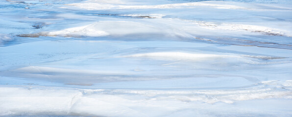 Frozen ice on the river texture. Abstract ice background.