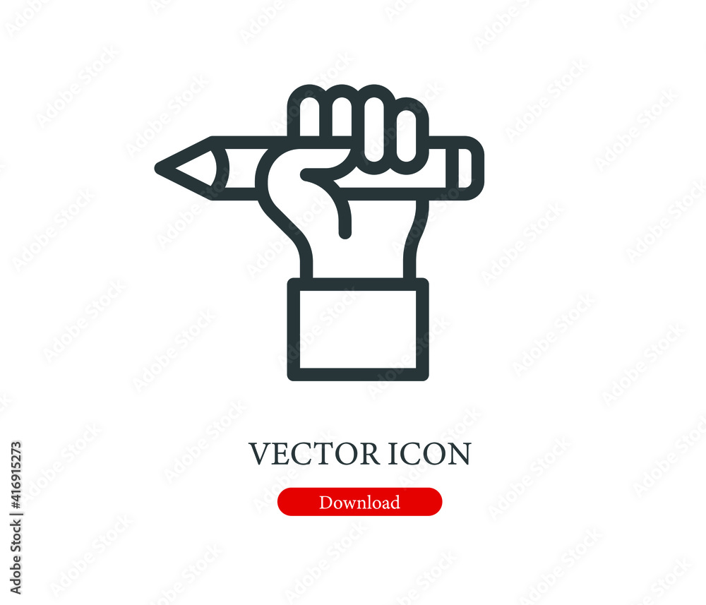 Poster pencil vector icon. editable stroke. symbol in line art style for design, presentation, website or a