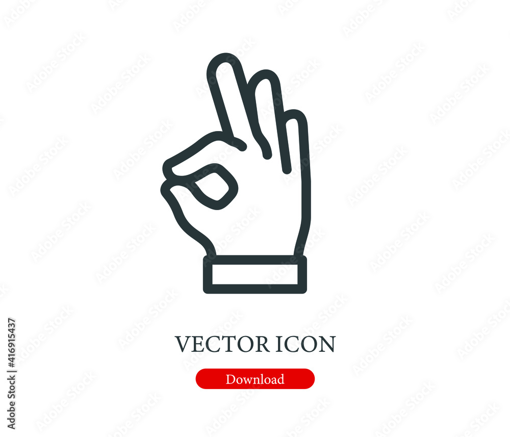 Poster ok vector icon. editable stroke. symbol in line art style for design, presentation, website or apps 