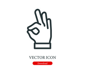 Ok vector icon.  Editable stroke. Symbol in Line Art Style for Design, Presentation, Website or Apps Elements, Logo. Pixel vector graphics - Vector