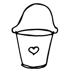 Bucket icon isolated on a white background. Vector simple illustration in the doodle style