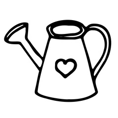 Watering Can icon isolated on a white background. Vector simple illustration in the doodle style. Household icon