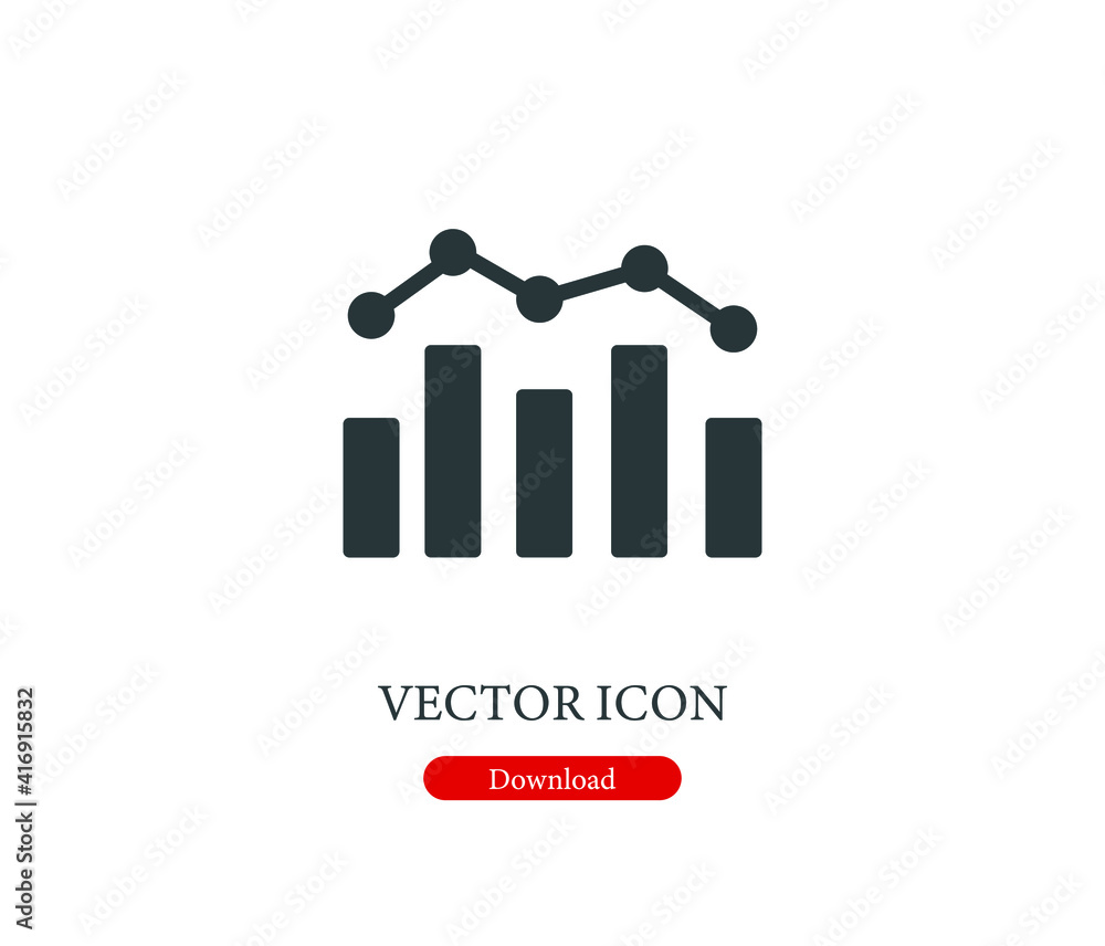 Poster bar chart vector icon. editable stroke. symbol in line art style for design, presentation, website o