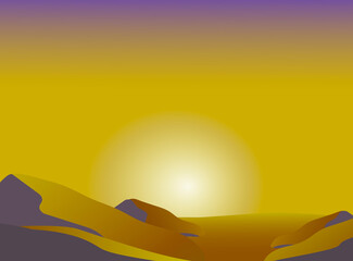 Desert dunes vector landscape background. Minimalistic style illustration with gradient.