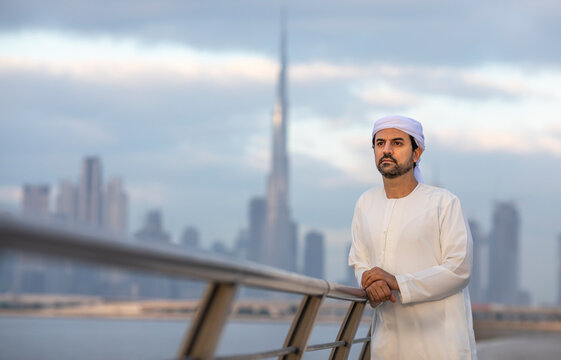 emirati man in traditional clothing in Al Jaddaf Waterfront Dubai