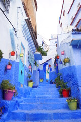 モロッコのシャウエンの青い景色