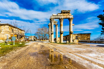 The Monumental City Gate of ( Uzuncaburc ) Ancient City in Mersin Province 