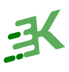 Abstract fluid letter k in green color, logo element for companies and business