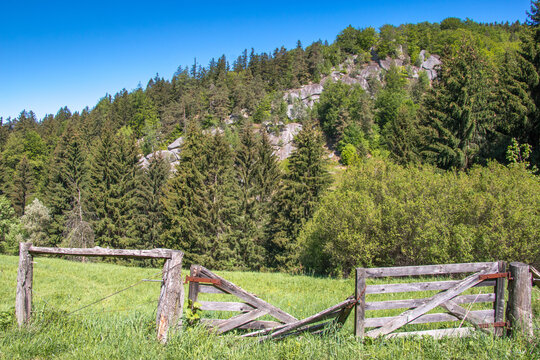 landscape with fence and grass / czech republic - beskydy - pulcin