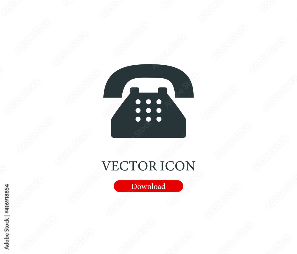 Poster telephone vector icon. editable stroke. symbol in line art style for design, presentation, website o