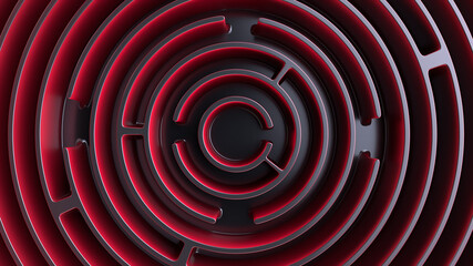 Decorative round labyrinth. Top view. Full frame