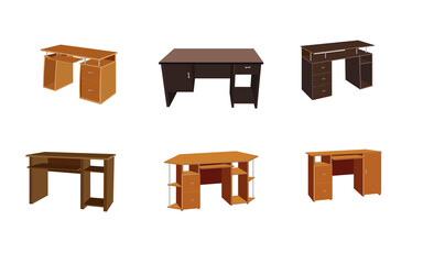 office desk for office equipment.  Creative desk set vector. office desk on a white background