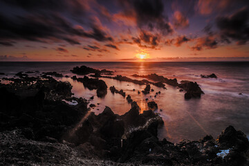 sunset on the ocean
panorama of the coast in azores islands during sunset. portugal - 416919241