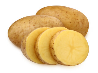 potato tubers isolated on a white background.