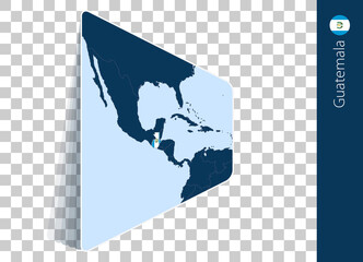 Guatemala map and flag on transparent background.
