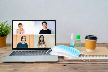 Office at home with IT equipment and online communications.