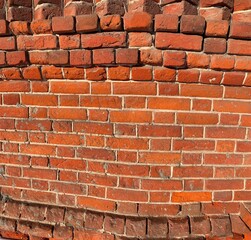 background of wide old red brick wall texture