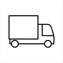 Truck flat icon. Pictogram for web. Line stroke. Isolated on white background. Vector eps10