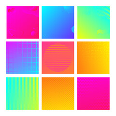 Colorful social media post template. Set of modern memphis style covers.