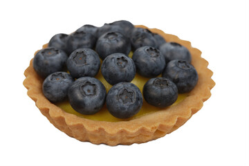 Tartlets with blueberries isolated on a white background