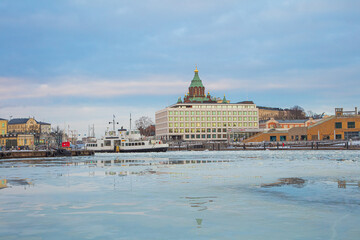 Finland, Helsinki, February 26, 2021
       view of the Gulf of Finland, view of the red church and...