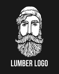 Lumber Hipster head with beard. Hand-Drawn Doodle. Vector Illustration - stock vector. Hand drawn cartoon character. Bearded man logo